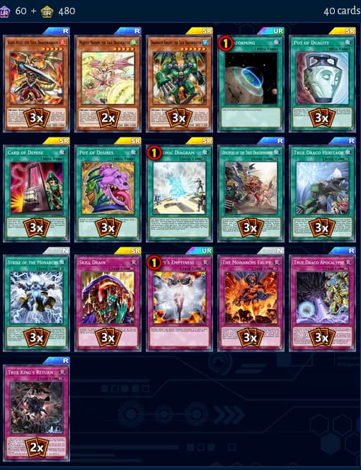 True Draco Deck from Redrum Master Duel Meta